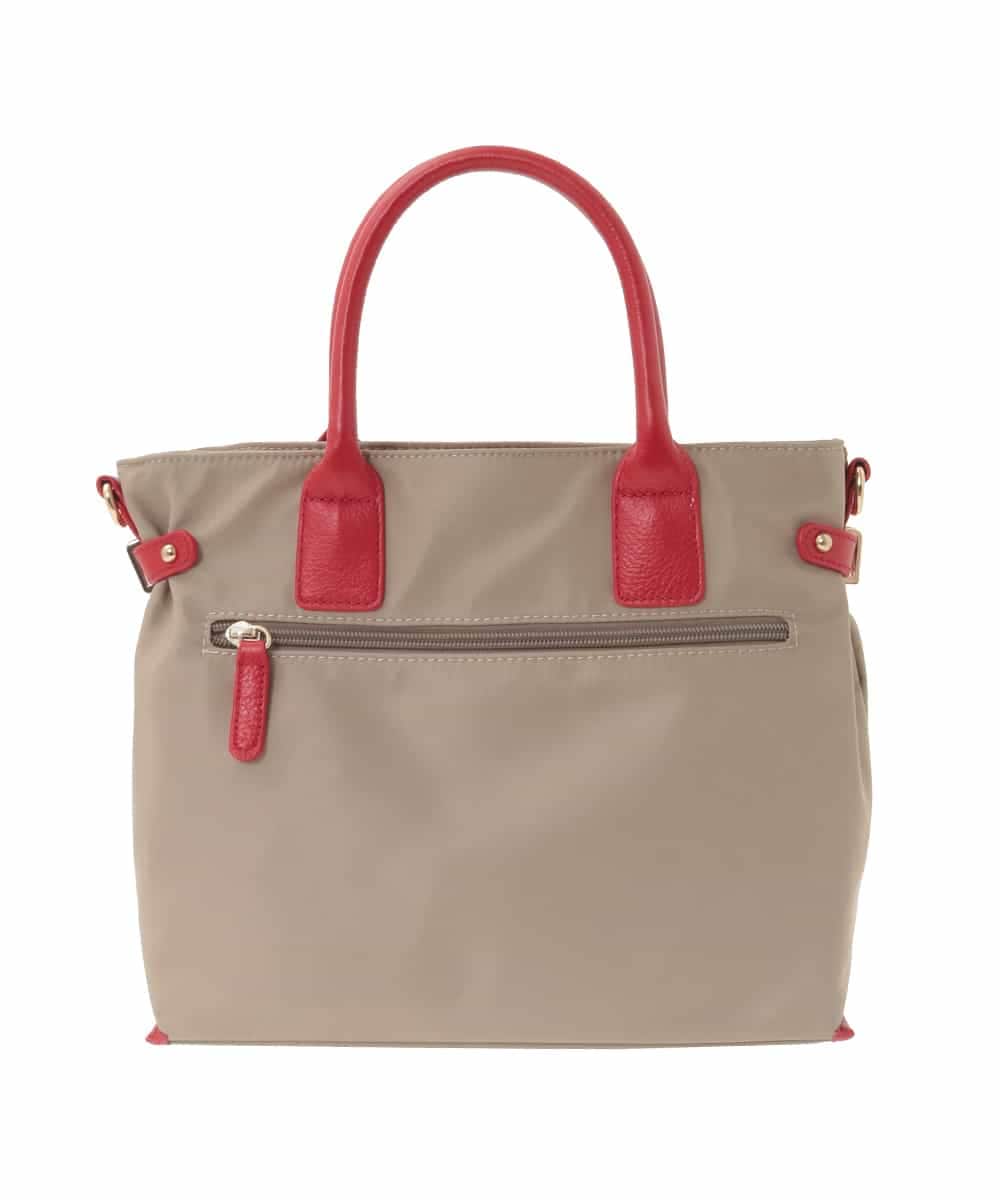 BPBED29170 MK MICHEL KLEIN BAG(MK ミッシェルクラン バッグ) [2WAY/撥水加工]異素材ベルトデザインスクエアバッグ ベージュ×レッド