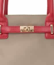 BPBED29170 MK MICHEL KLEIN BAG(MK ミッシェルクラン バッグ) [2WAY/撥水加工]異素材ベルトデザインスクエアバッグ ベージュ×レッド