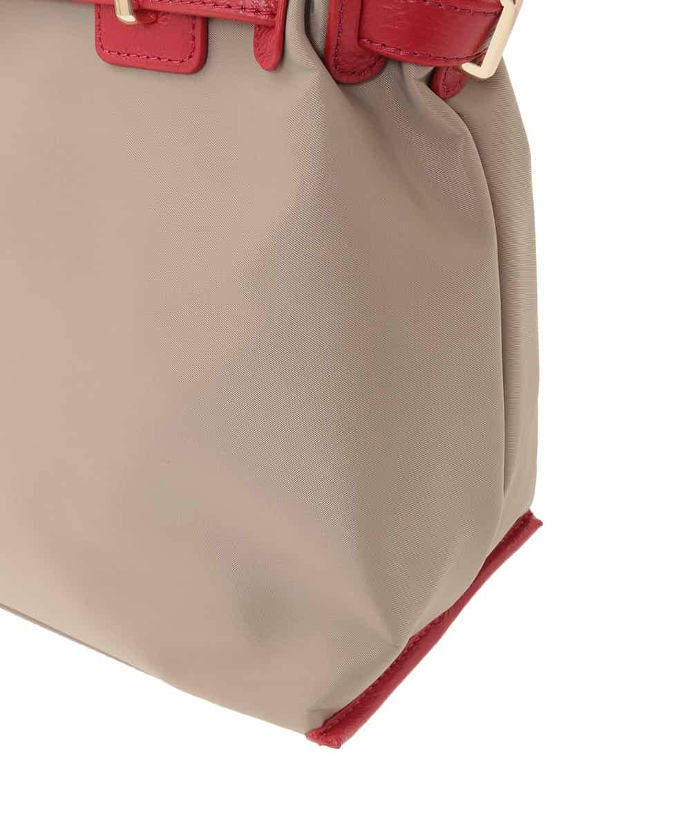 BPBED29170 MK MICHEL KLEIN BAG(MK ミッシェルクラン バッグ) [2WAY/撥水加工]異素材ベルトデザインスクエアバッグ ベージュ×レッド
