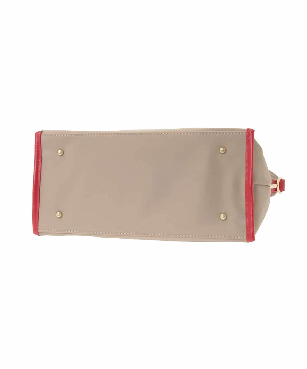 BPBED29170 MK MICHEL KLEIN BAG(MK ミッシェルクラン バッグ) [2WAY/撥水加工]異素材ベルトデザインスクエアバッグ ベージュ×レッド