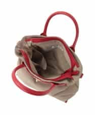 BPBED29170 MK MICHEL KLEIN BAG(MK ミッシェルクラン バッグ) [2WAY/撥水加工]異素材ベルトデザインスクエアバッグ ベージュ×レッド