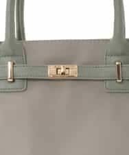 BPBED29170 MK MICHEL KLEIN BAG(MK ミッシェルクラン バッグ) [2WAY/撥水加工]異素材ベルトデザインスクエアバッグ ベージュ×レッド