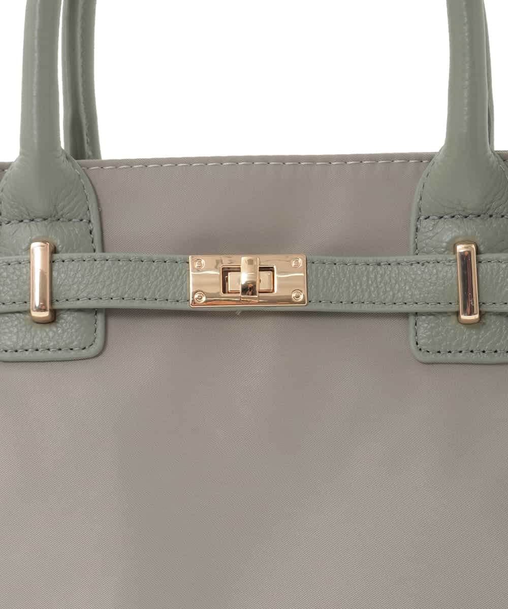 BPBED29170 MK MICHEL KLEIN BAG(MK ミッシェルクラン バッグ) [2WAY/撥水加工]異素材ベルトデザインスクエアバッグ ベージュ×レッド