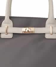 BPBED29170 MK MICHEL KLEIN BAG(MK ミッシェルクラン バッグ) [2WAY/撥水加工]異素材ベルトデザインスクエアバッグ ベージュ×レッド