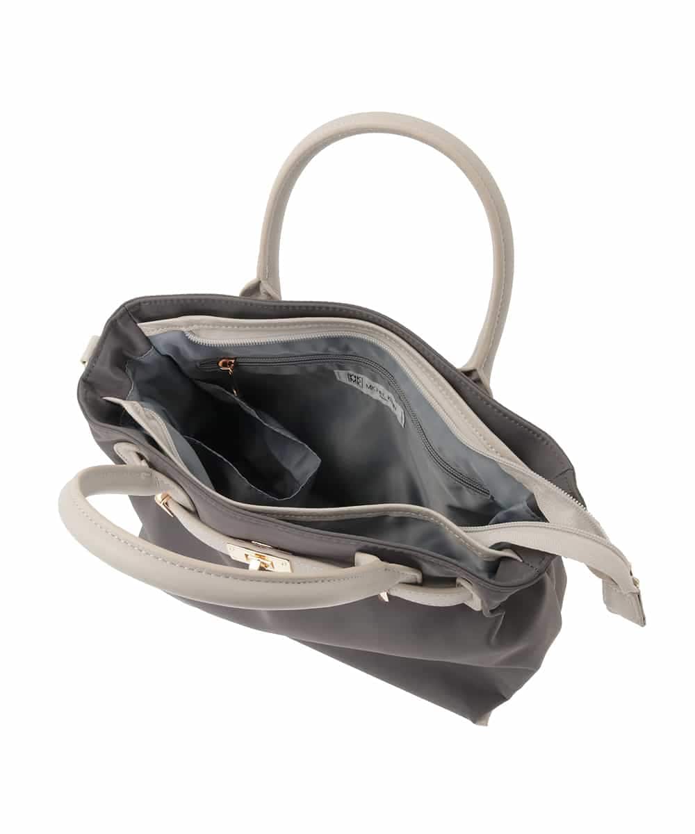 BPBED29170 MK MICHEL KLEIN BAG(MK ミッシェルクラン バッグ) [2WAY/撥水加工]異素材ベルトデザインスクエアバッグ ベージュ×レッド