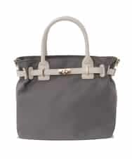 BPBED29170 MK MICHEL KLEIN BAG(MK ミッシェルクラン バッグ) [2WAY/撥水加工]異素材ベルトデザインスクエアバッグ グレー×ベージュ