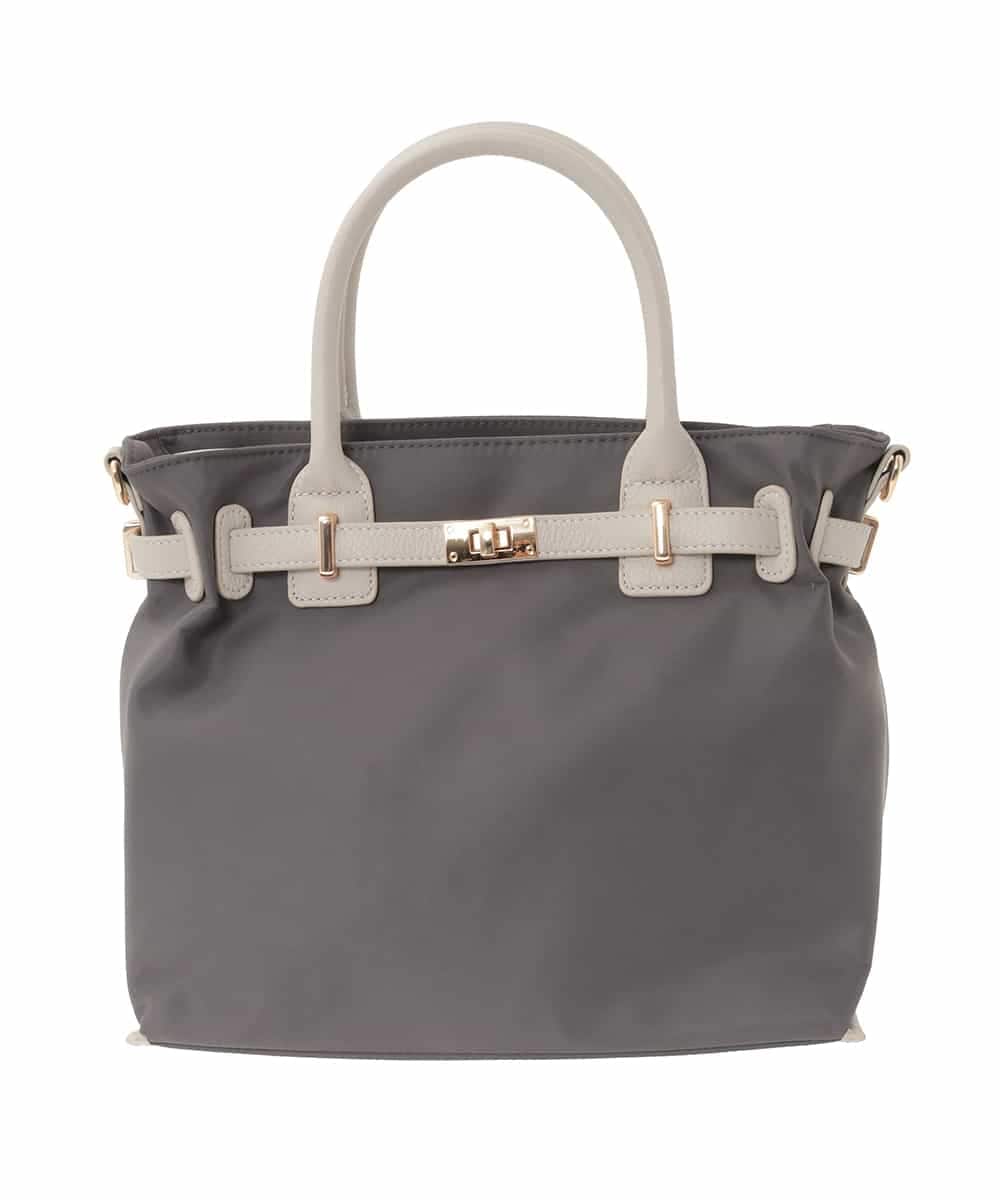 BPBED29170 MK MICHEL KLEIN BAG(MK ミッシェルクラン バッグ) [2WAY/撥水加工]異素材ベルトデザインスクエアバッグ グレー×ベージュ