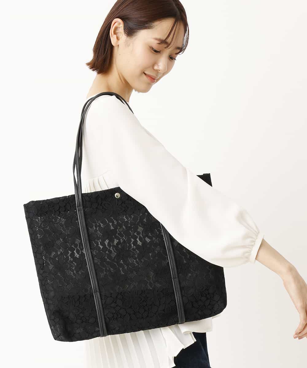 misa　レース編み ブラック トートバッグ バッグ ラージ コードレー レーストートバッグ(トートバッグ) | MK MICHEL KLEIN BAG(MK
