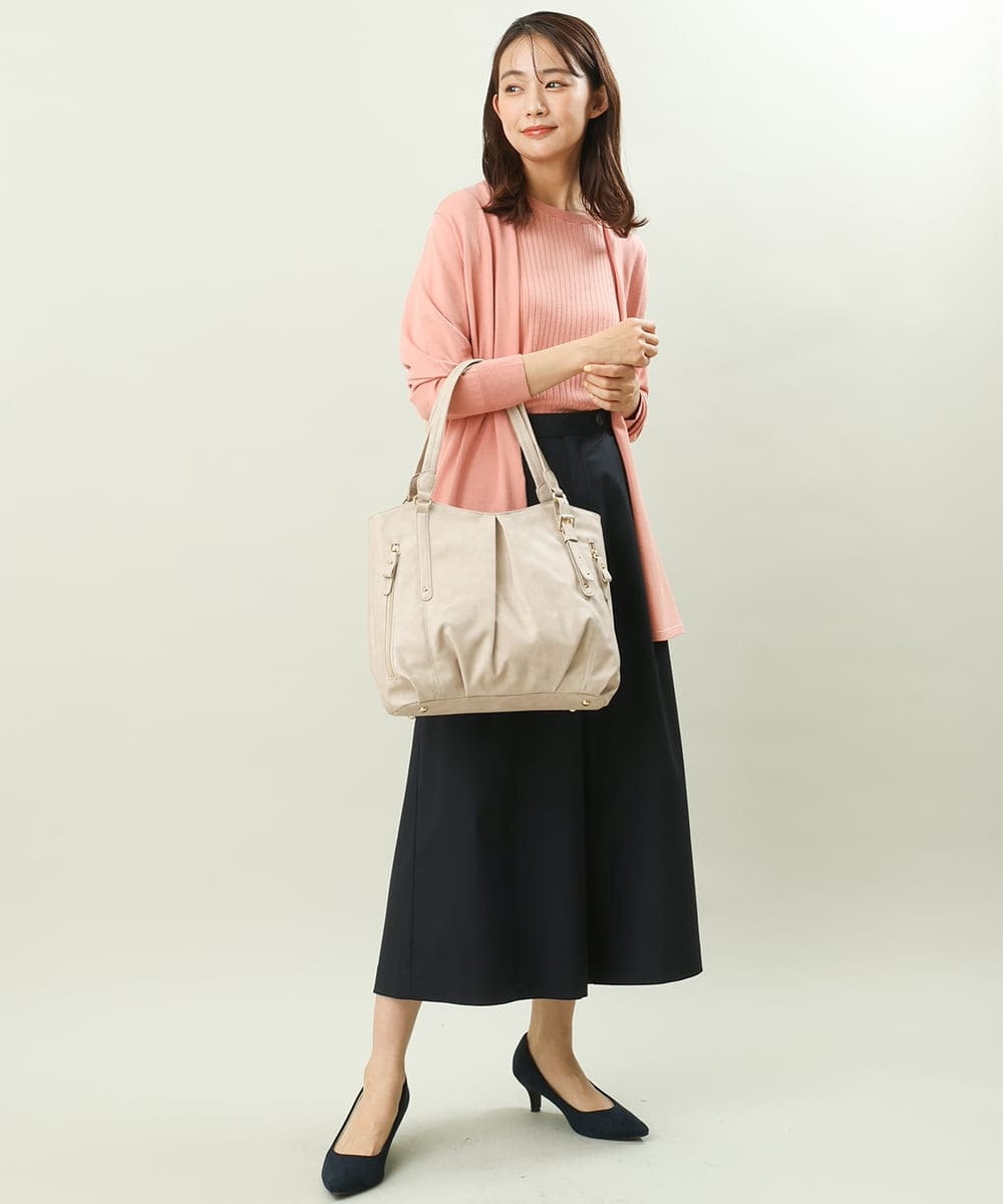 BPBES26160 MK MICHEL KLEIN BAG(MK ミッシェルクラン バッグ) 【2WAY】タックデザイントートバッグ ベージュ