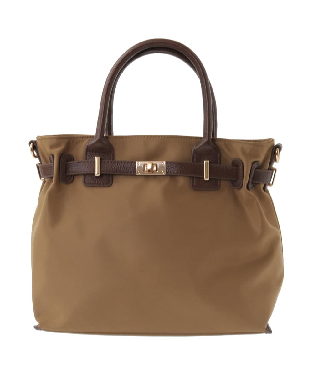 BPBGA32170 MK MICHEL KLEIN BAG(MK ミッシェルクラン バッグ) [撥水/2WAY]ベルトデザインスクエアバッグ ベージュ×レッド