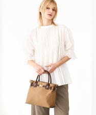 BPBGA32170 MK MICHEL KLEIN BAG(MK ミッシェルクラン バッグ) [撥水/2WAY]ベルトデザインスクエアバッグ ベージュ×ブラウン