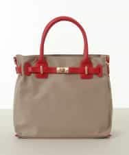 BPBGA32170 MK MICHEL KLEIN BAG(MK ミッシェルクラン バッグ) [撥水/2WAY]ベルトデザインスクエアバッグ ベージュ×レッド