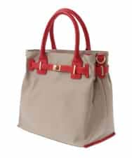 BPBGA32170 MK MICHEL KLEIN BAG(MK ミッシェルクラン バッグ) [撥水/2WAY]ベルトデザインスクエアバッグ ベージュ×レッド