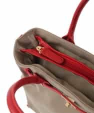 BPBGA32170 MK MICHEL KLEIN BAG(MK ミッシェルクラン バッグ) [撥水/2WAY]ベルトデザインスクエアバッグ ベージュ×レッド