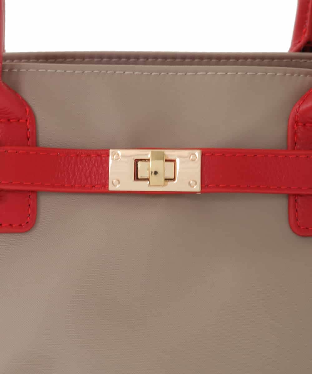 BPBGA32170 MK MICHEL KLEIN BAG(MK ミッシェルクラン バッグ) [撥水/2WAY]ベルトデザインスクエアバッグ ベージュ×レッド