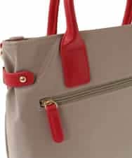 BPBGA32170 MK MICHEL KLEIN BAG(MK ミッシェルクラン バッグ) [撥水/2WAY]ベルトデザインスクエアバッグ ベージュ×レッド