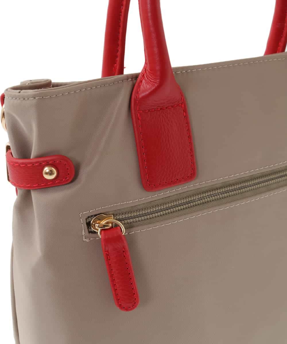BPBGA32170 MK MICHEL KLEIN BAG(MK ミッシェルクラン バッグ) [撥水/2WAY]ベルトデザインスクエアバッグ ベージュ×レッド