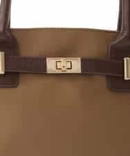 BPBGA32170 MK MICHEL KLEIN BAG(MK ミッシェルクラン バッグ) [撥水/2WAY]ベルトデザインスクエアバッグ ベージュ×レッド