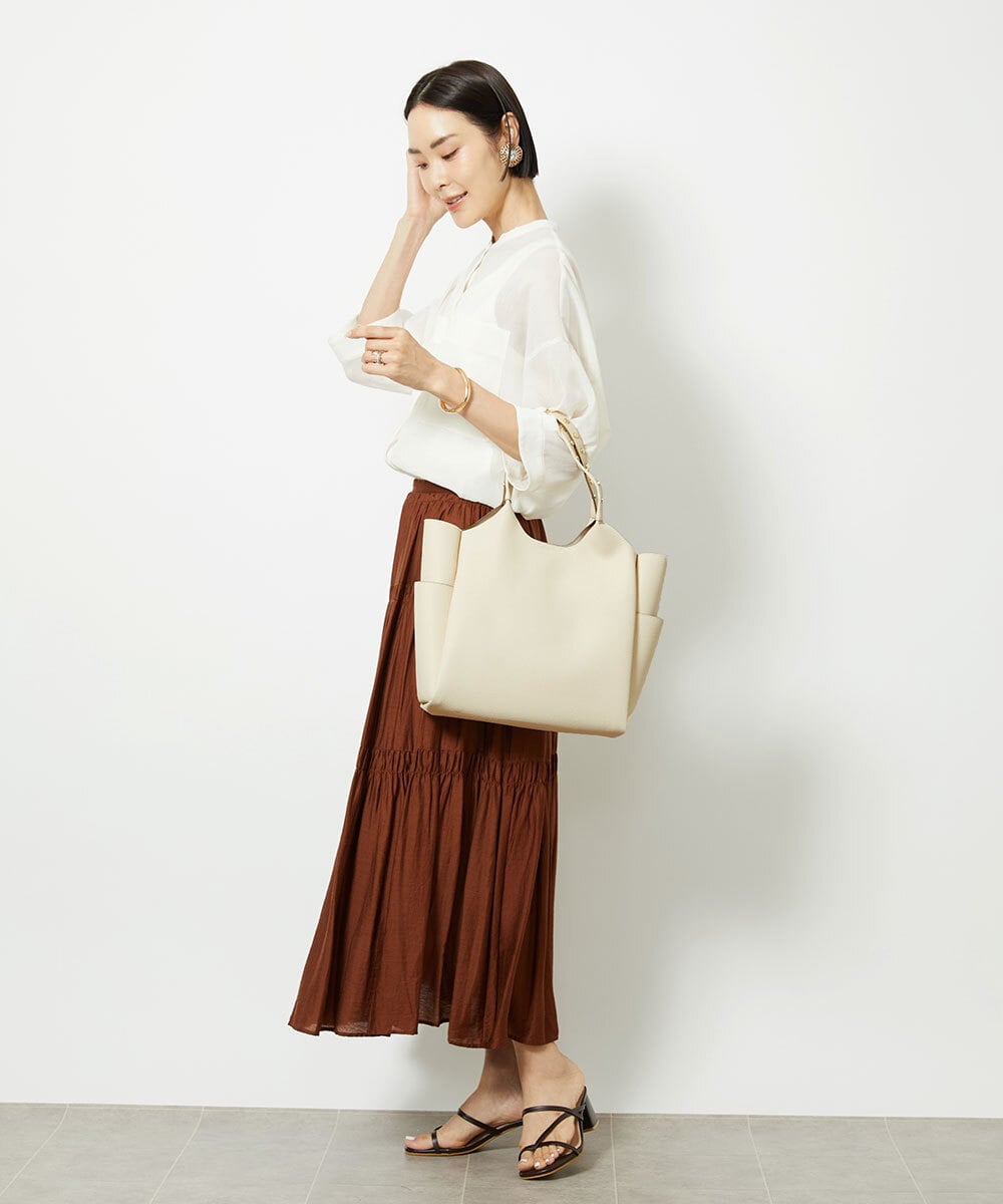 BPBGA61160 MK MICHEL KLEIN BAG(MK ミッシェルクラン バッグ) [A4収納]スタッズハンドルスクエアトートバッグ ブラック