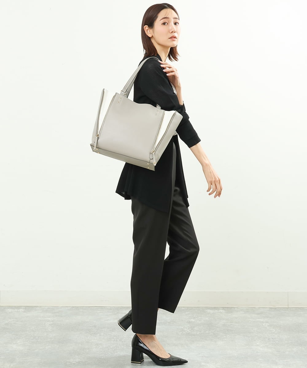 BPBGS31160 MK MICHEL KLEIN BAG(MK ミッシェルクラン バッグ) ［インバッグ付き］パンチングスクエアトートバッグ グレー