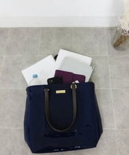 BPBGS38170 MK MICHEL KLEIN BAG(MK ミッシェルクラン バッグ) [2WAY/A4収納可能]エナメルデザインBIGトートバッグ ネイビー