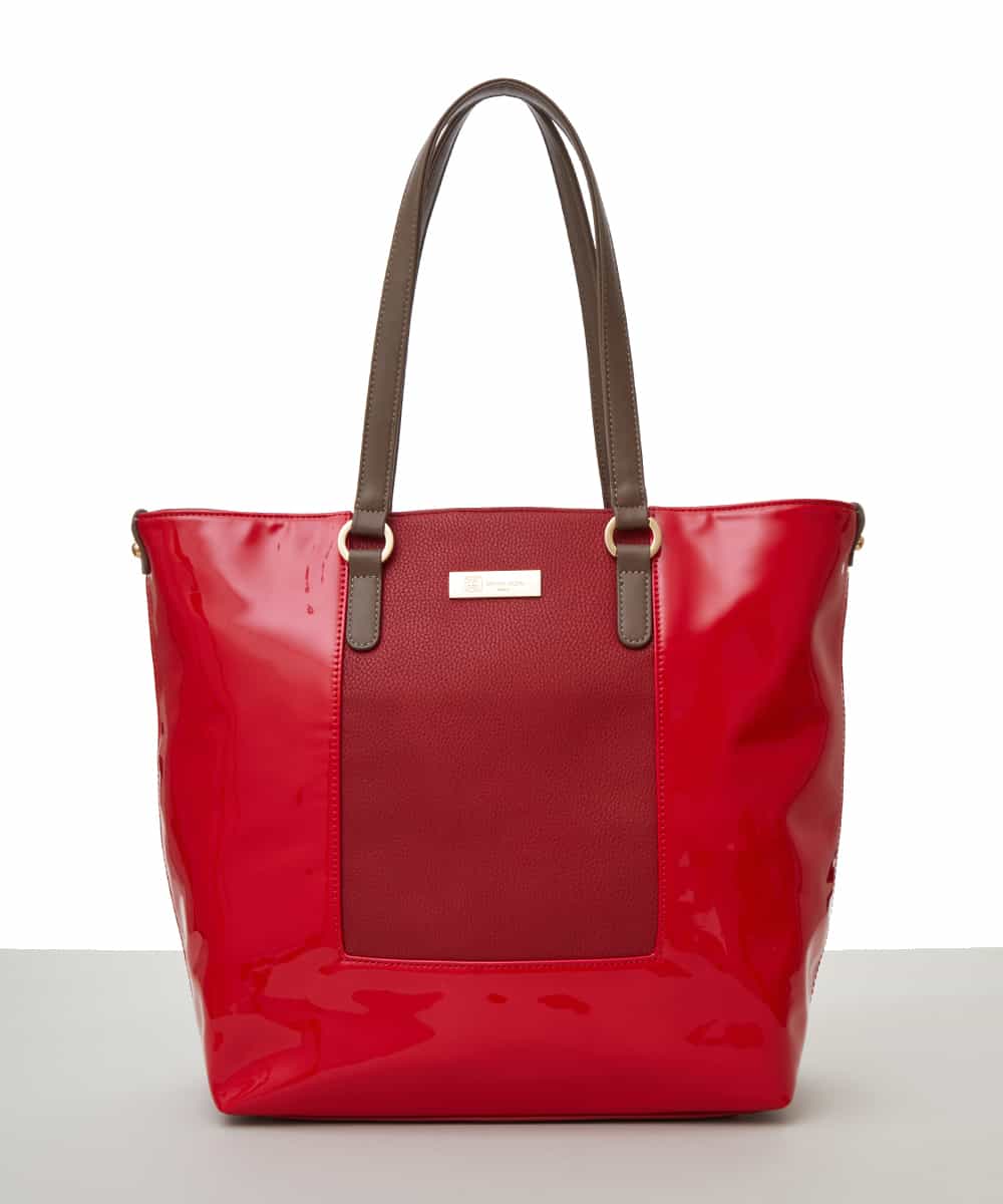 BPBGS38170 MK MICHEL KLEIN BAG(MK ミッシェルクラン バッグ) [2WAY/A4収納可能]エナメルデザインBIGトートバッグ レッド