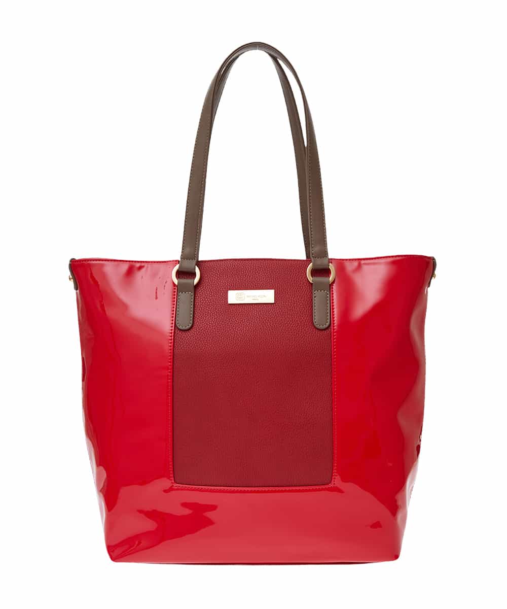 BPBGS38170 MK MICHEL KLEIN BAG(MK ミッシェルクラン バッグ) [2WAY/A4収納可能]エナメルデザインBIGトートバッグ レッド