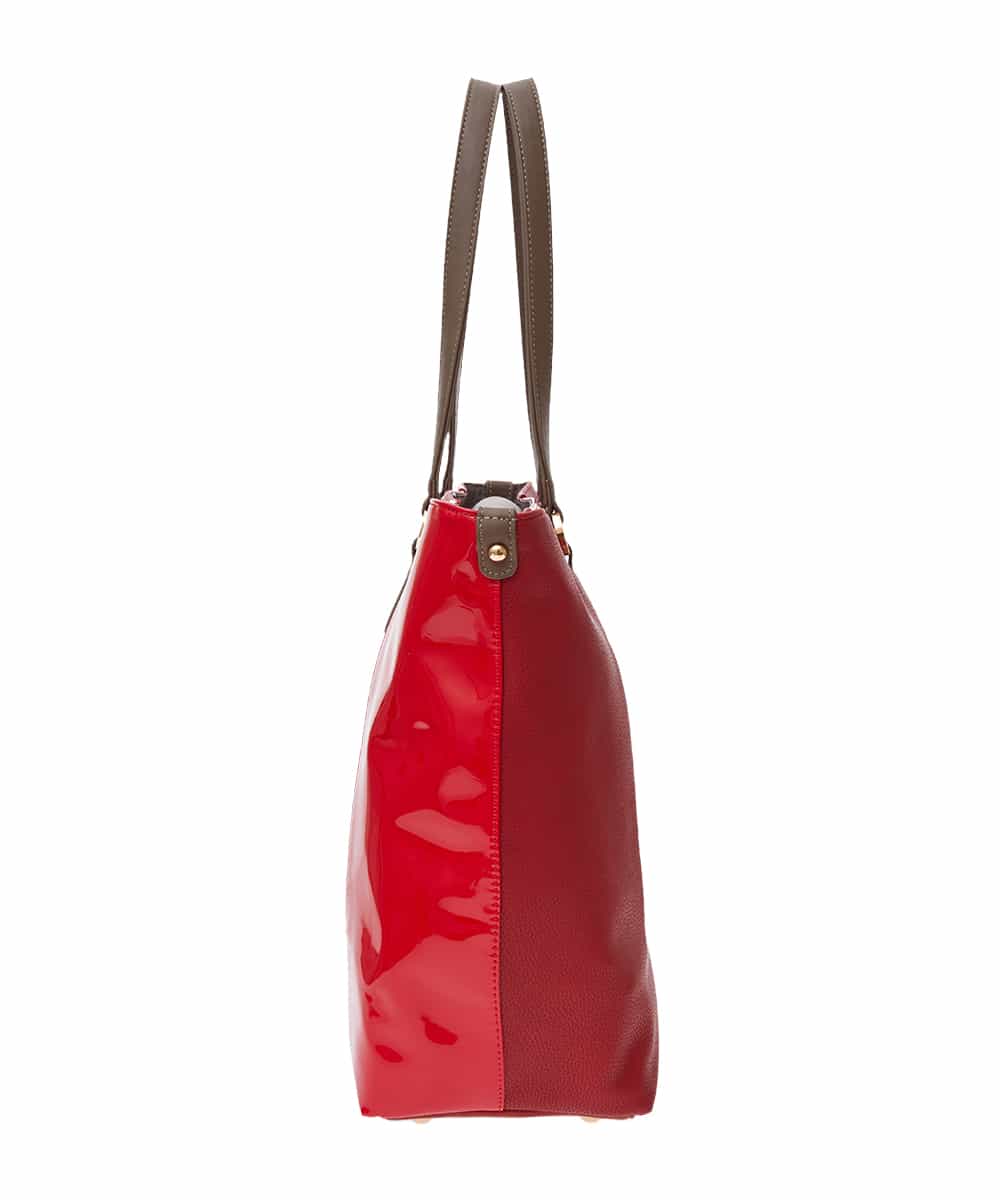 BPBGS38170 MK MICHEL KLEIN BAG(MK ミッシェルクラン バッグ) [2WAY/A4収納可能]エナメルデザインBIGトートバッグ レッド