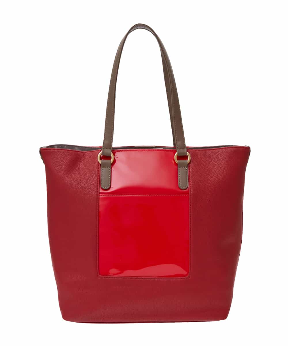 BPBGS38170 MK MICHEL KLEIN BAG(MK ミッシェルクラン バッグ) [2WAY/A4収納可能]エナメルデザインBIGトートバッグ レッド