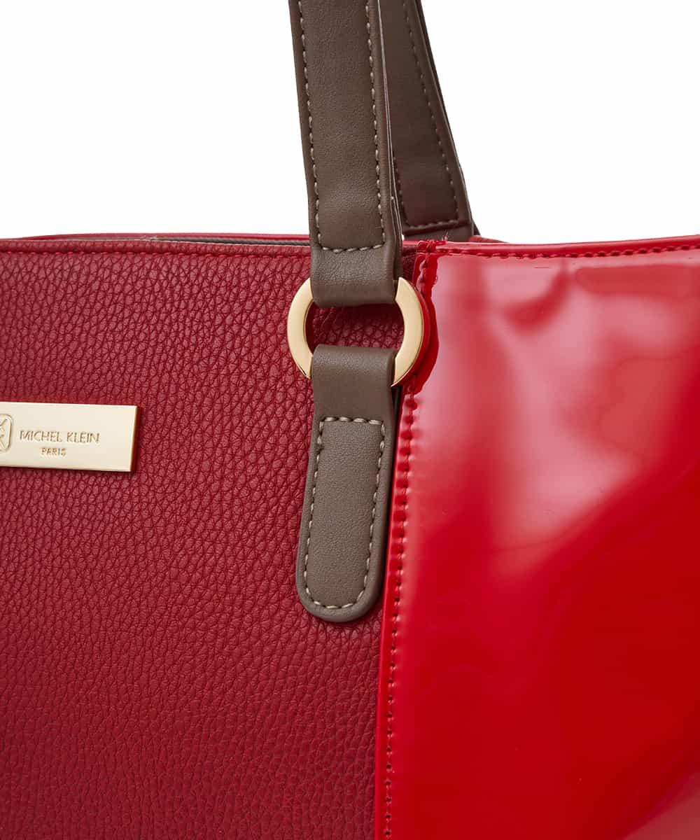 BPBGS38170 MK MICHEL KLEIN BAG(MK ミッシェルクラン バッグ) [2WAY/A4収納可能]エナメルデザインBIGトートバッグ レッド