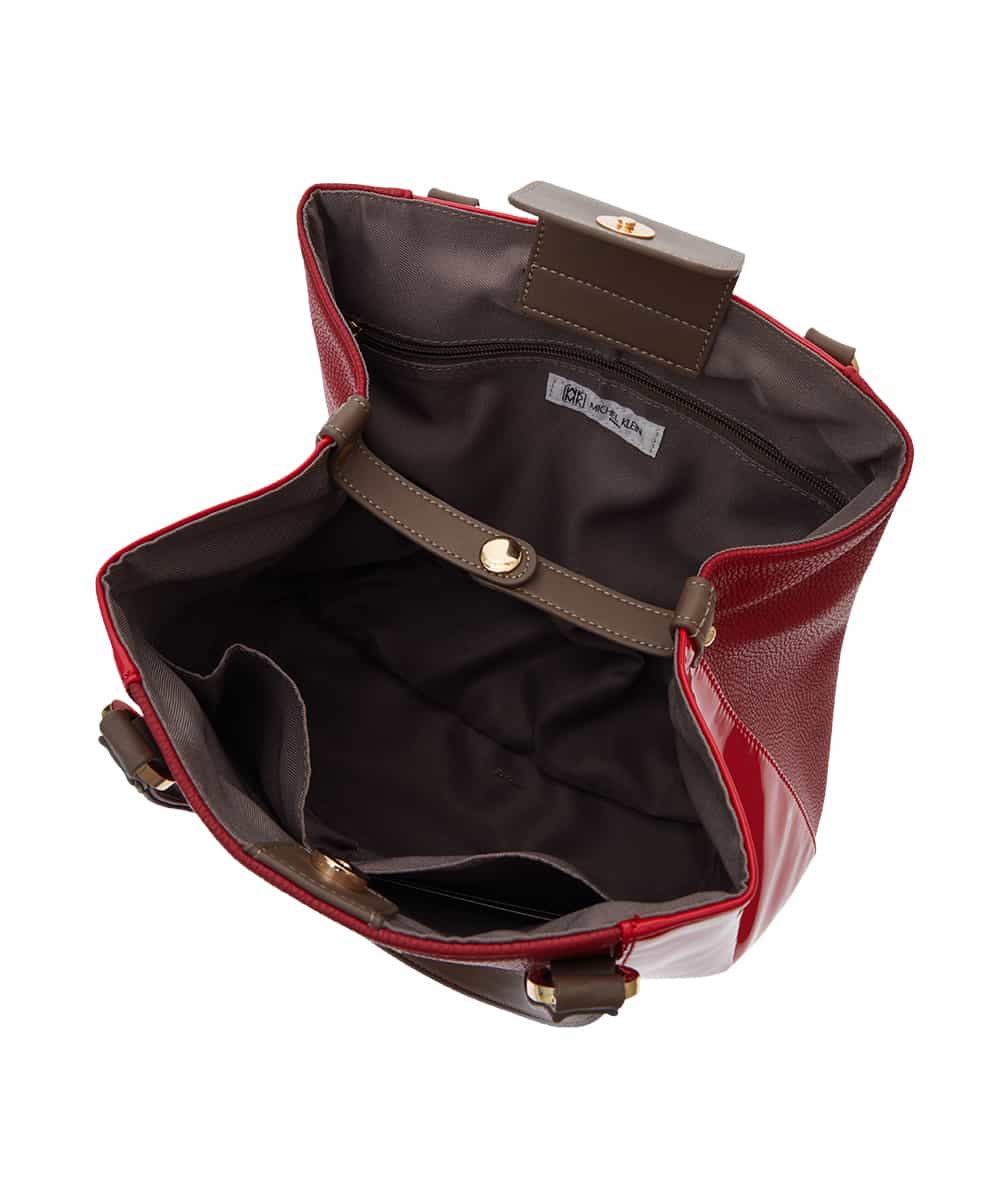 BPBGS38170 MK MICHEL KLEIN BAG(MK ミッシェルクラン バッグ) [2WAY/A4収納可能]エナメルデザインBIGトートバッグ レッド