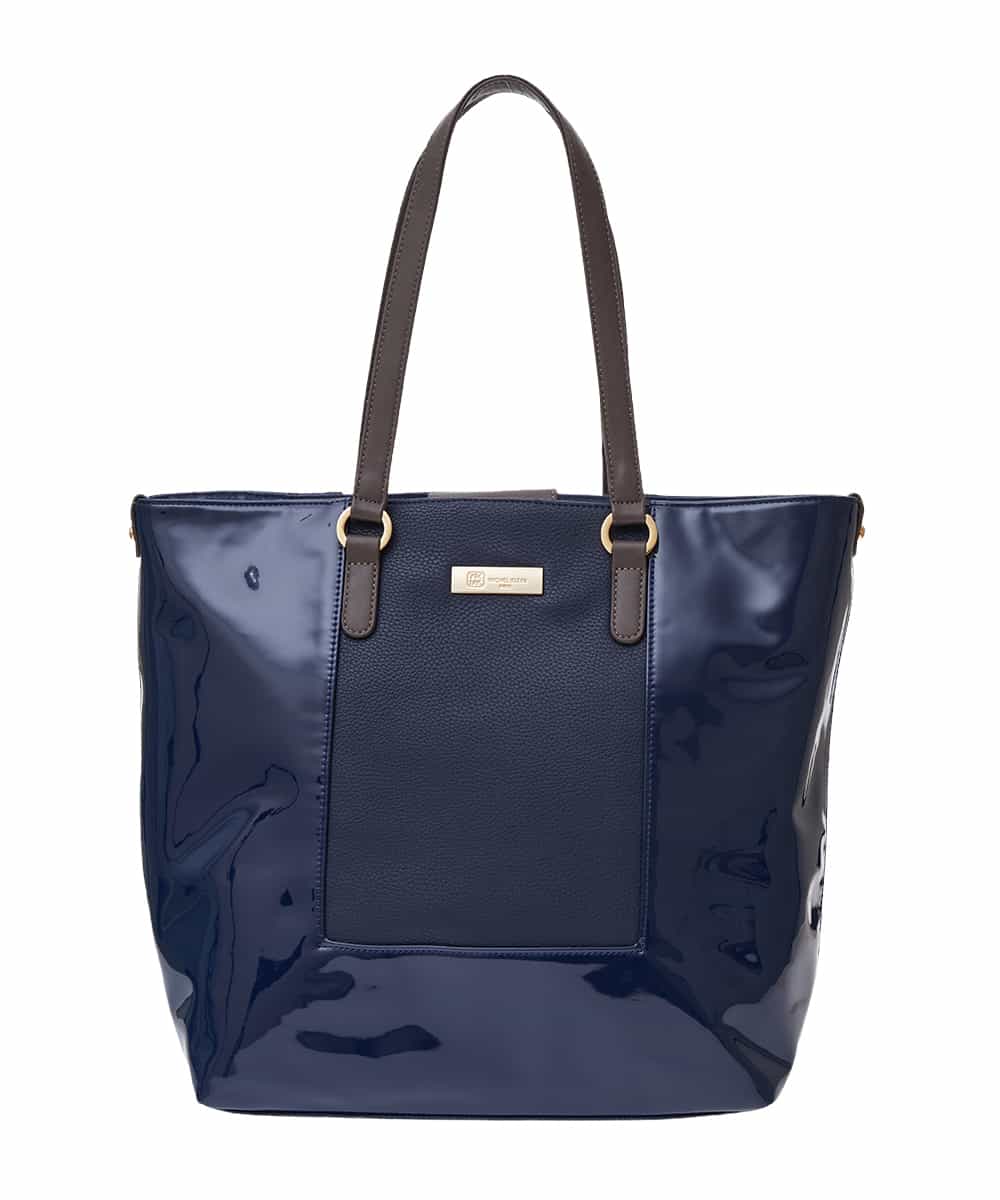 BPBGS38170 MK MICHEL KLEIN BAG(MK ミッシェルクラン バッグ) [2WAY/A4収納可能]エナメルデザインBIGトートバッグ ネイビー