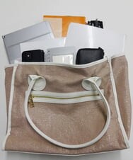 BPBGS39160 MK MICHEL KLEIN BAG(MK ミッシェルクラン バッグ) [A4サイズ対応]パイピングデザインスクエアトートバッグ ベージュ