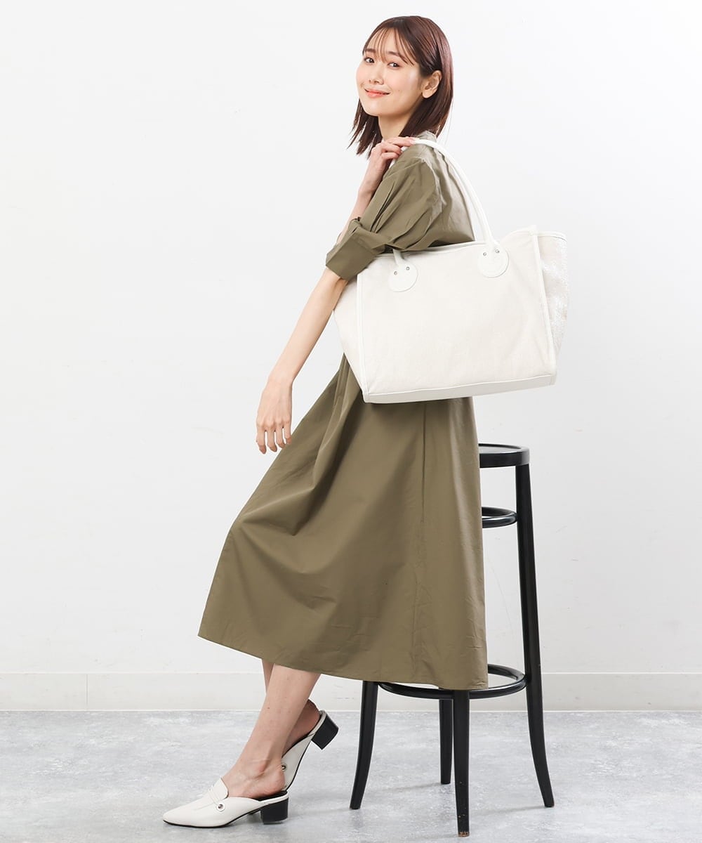 BPBGS39160 MK MICHEL KLEIN BAG(MK ミッシェルクラン バッグ) [A4サイズ対応]パイピングデザインスクエアトートバッグ シルバー