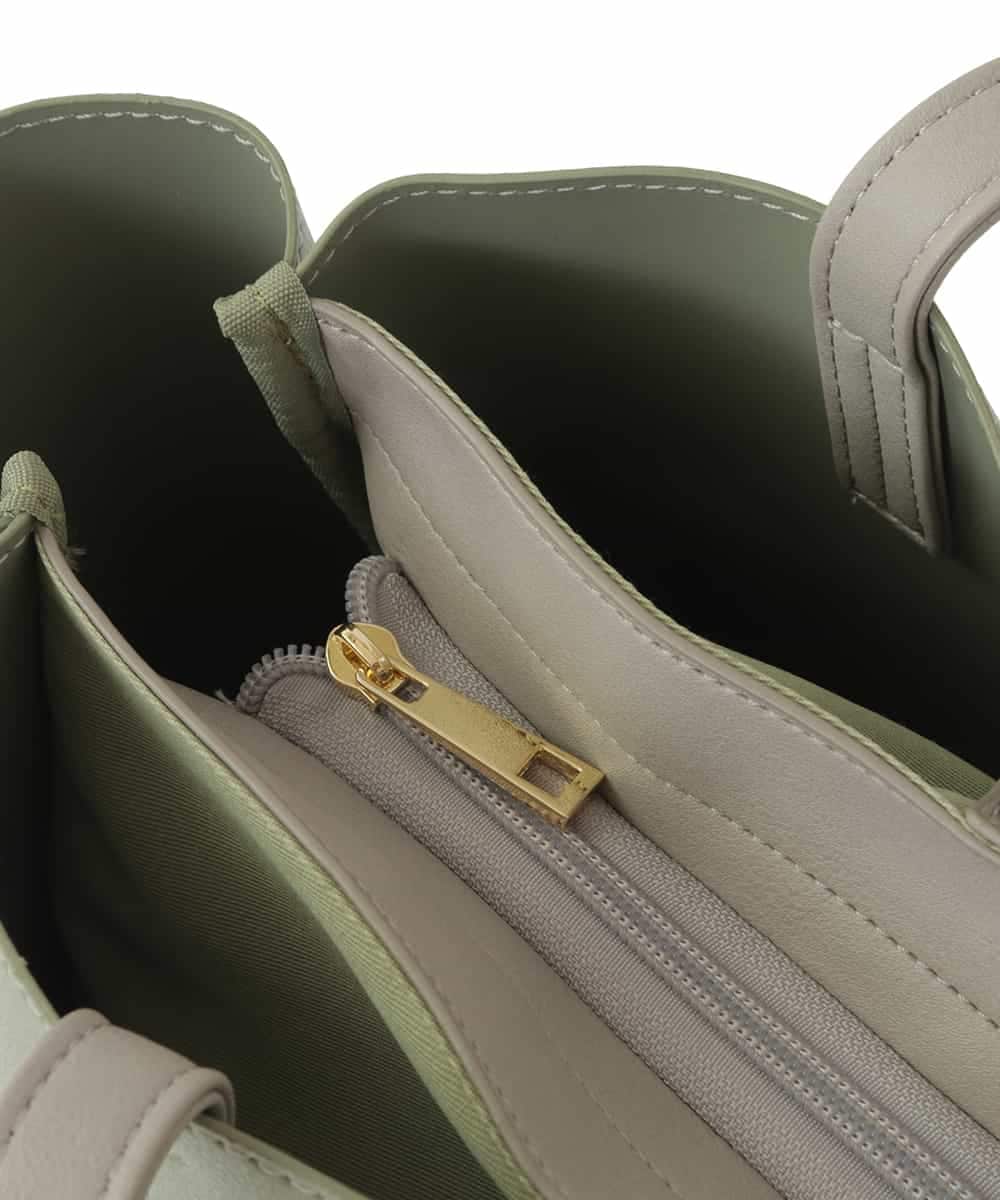 BPBGV32150 MK MICHEL KLEIN BAG(MK ミッシェルクラン バッグ) [収納力◎]ナチュラルバイカラースクエアトートバッグ グリーン
