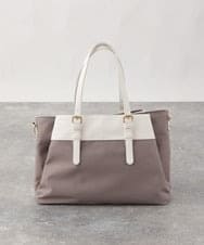 BPBGV33160 MK MICHEL KLEIN BAG(MK ミッシェルクラン バッグ) [2WAY/撥水加工]異素材切り替えベルトアクセントトートバッグ アイボリー