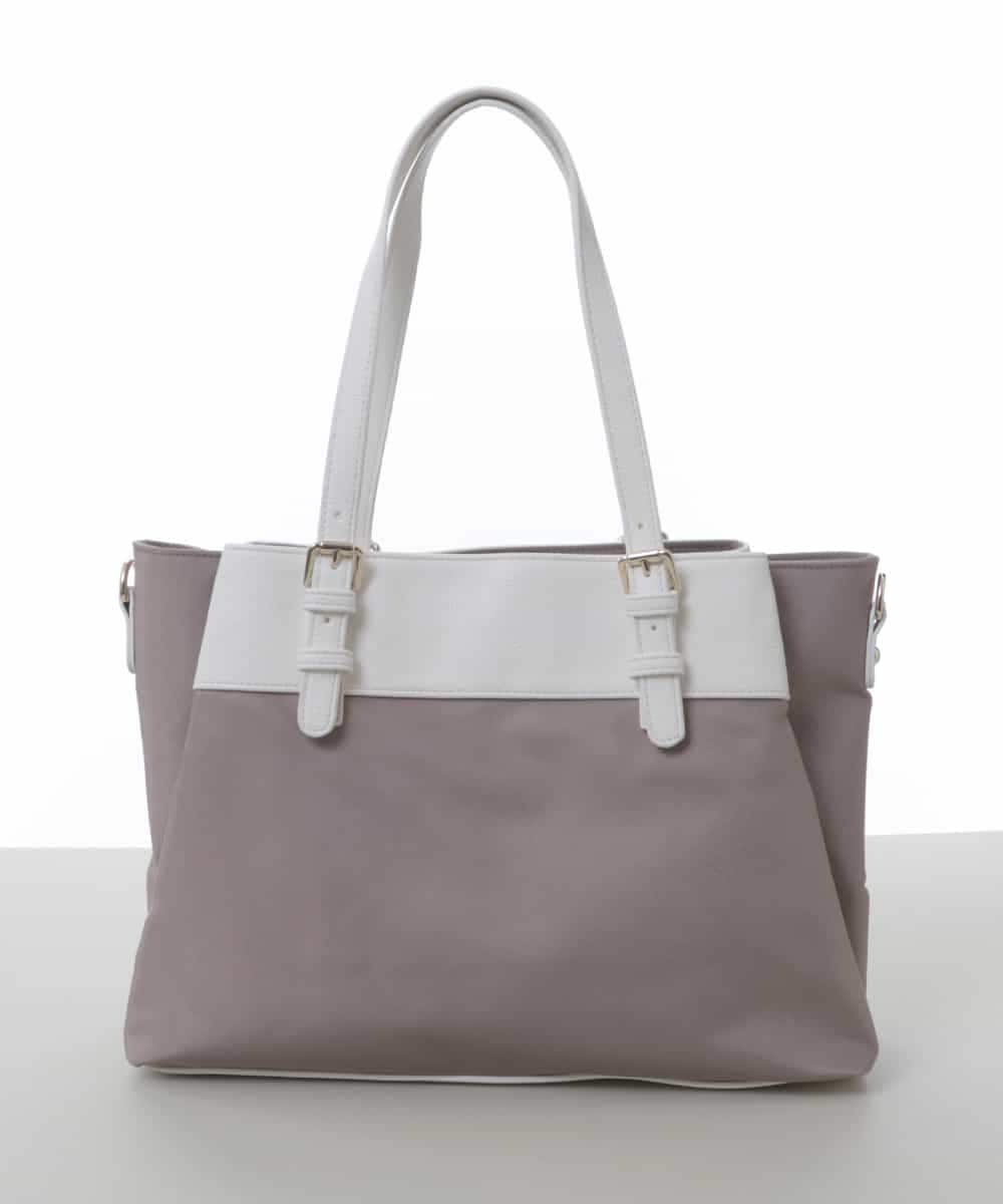BPBGV33160 MK MICHEL KLEIN BAG(MK ミッシェルクラン バッグ) [2WAY/撥水加工]異素材切り替えベルトアクセントトートバッグ アイボリー