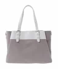 BPBGV33160 MK MICHEL KLEIN BAG(MK ミッシェルクラン バッグ) [2WAY/撥水加工]異素材切り替えベルトアクセントトートバッグ アイボリー