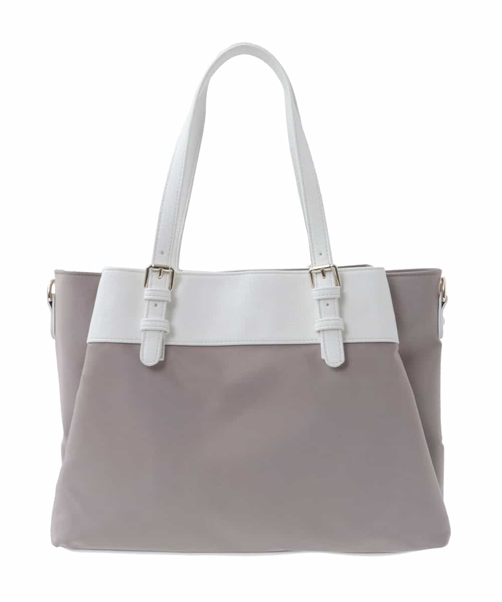 BPBGV33160 MK MICHEL KLEIN BAG(MK ミッシェルクラン バッグ) [2WAY/撥水加工]異素材切り替えベルトアクセントトートバッグ アイボリー