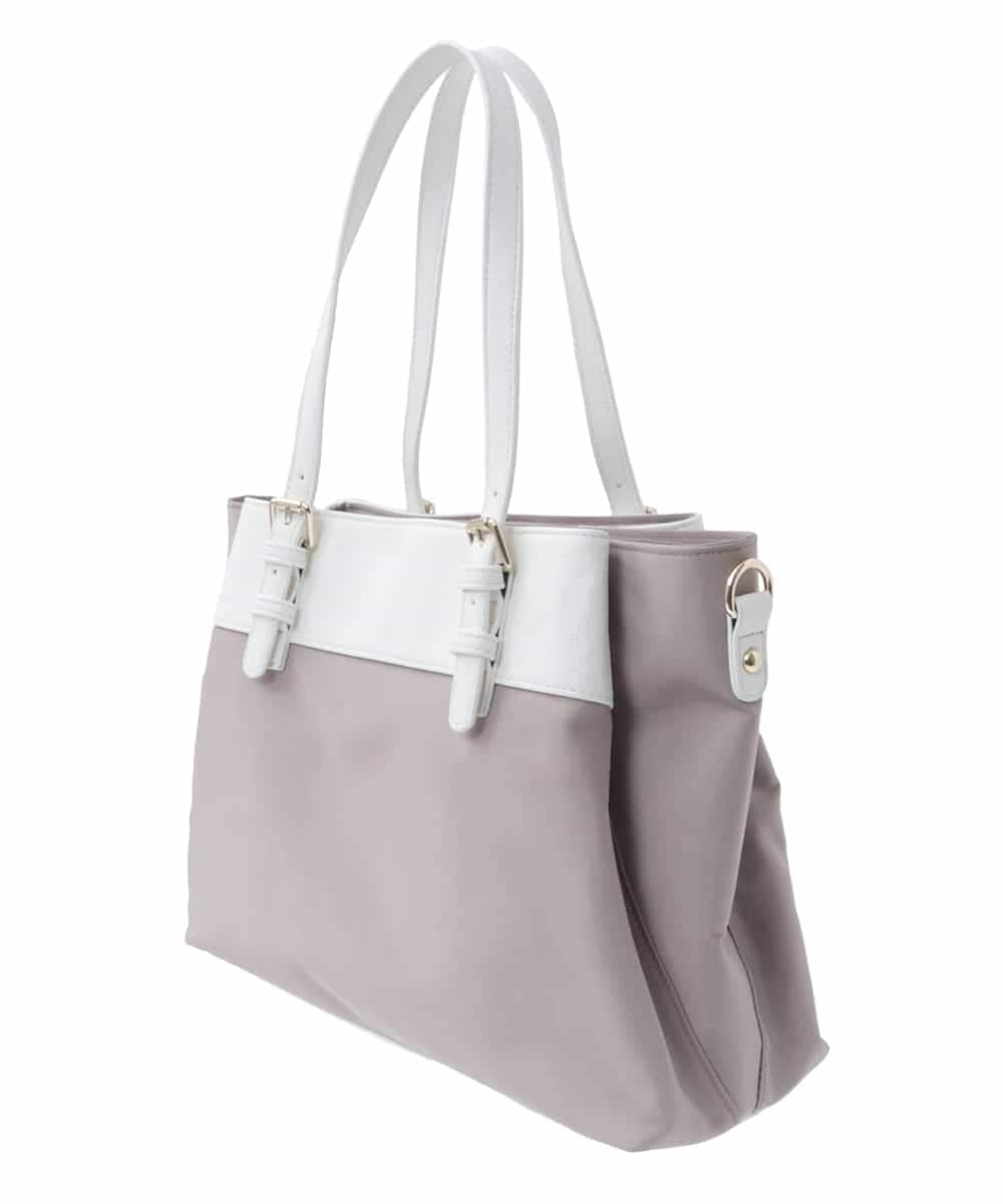 BPBGV33160 MK MICHEL KLEIN BAG(MK ミッシェルクラン バッグ) [2WAY/撥水加工]異素材切り替えベルトアクセントトートバッグ アイボリー