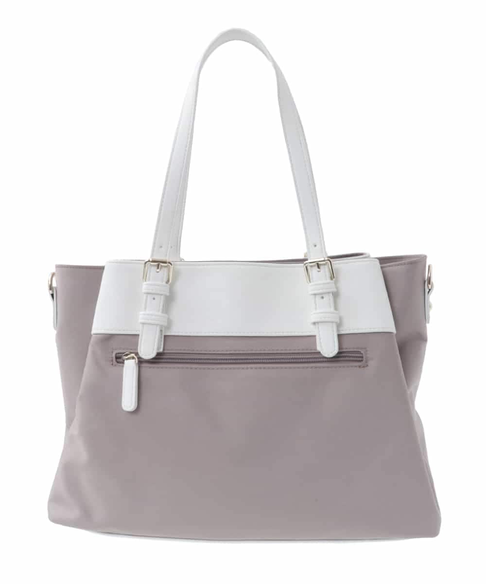 BPBGV33160 MK MICHEL KLEIN BAG(MK ミッシェルクラン バッグ) [2WAY/撥水加工]異素材切り替えベルトアクセントトートバッグ アイボリー