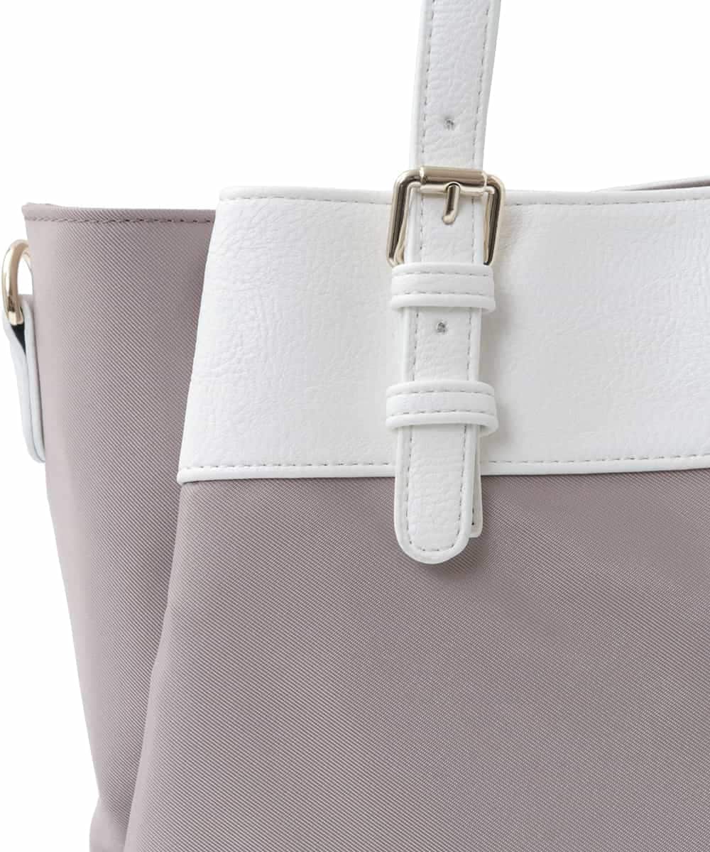 BPBGV33160 MK MICHEL KLEIN BAG(MK ミッシェルクラン バッグ) [2WAY/撥水加工]異素材切り替えベルトアクセントトートバッグ アイボリー