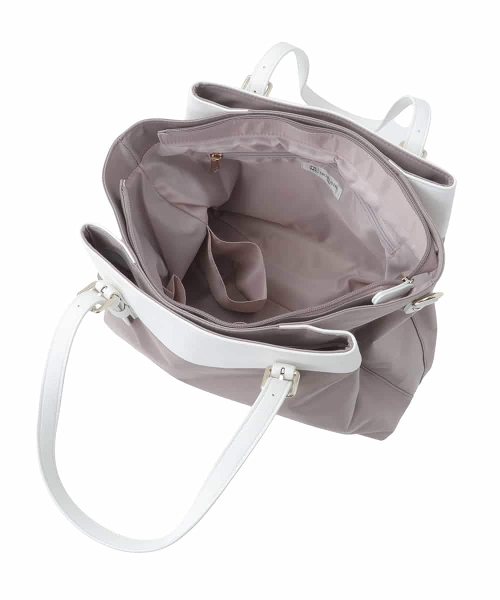BPBGV33160 MK MICHEL KLEIN BAG(MK ミッシェルクラン バッグ) [2WAY/撥水加工]異素材切り替えベルトアクセントトートバッグ アイボリー