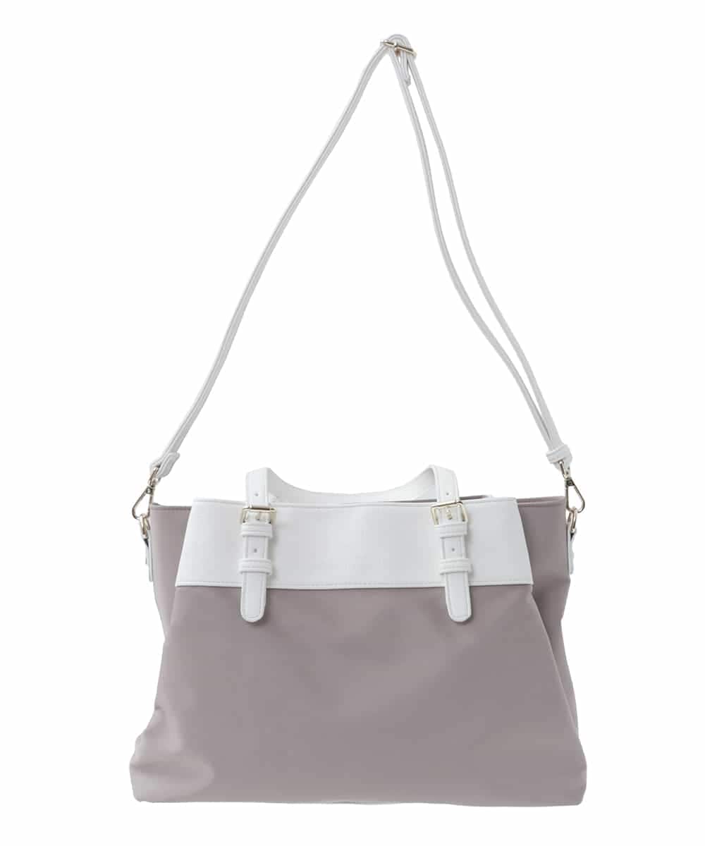 BPBGV33160 MK MICHEL KLEIN BAG(MK ミッシェルクラン バッグ) [2WAY/撥水加工]異素材切り替えベルトアクセントトートバッグ アイボリー