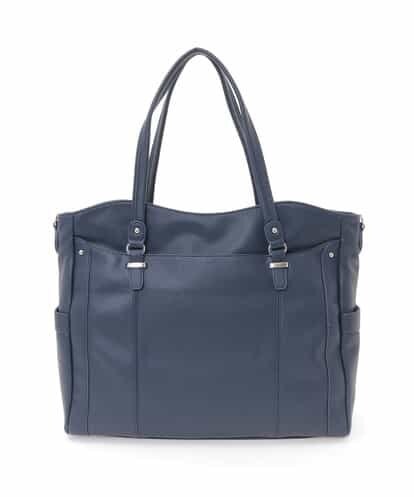 MK MICHEL KLEIN BAG(エムケー ミッシェルクラン バッグ) 【2WAY/B4対応】ビッグスクエアートートバッグ ネイビー フリーサイズ
