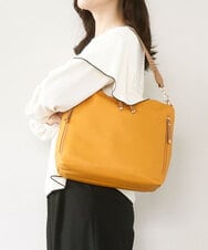 BPCAA11140 MK MICHEL KLEIN BAG(MK ミッシェルクラン バッグ) [2WAY]パンチングハンドルサイドファスナーバッグ イエロー