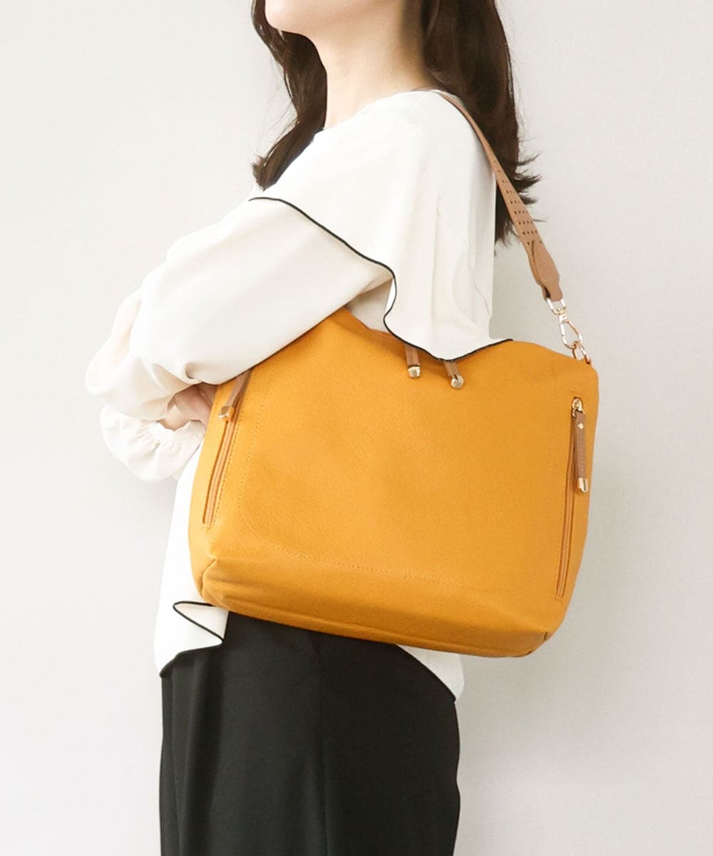 BPCAA11140 MK MICHEL KLEIN BAG [2WAY]パンチングハンドルサイドファスナーバッグ