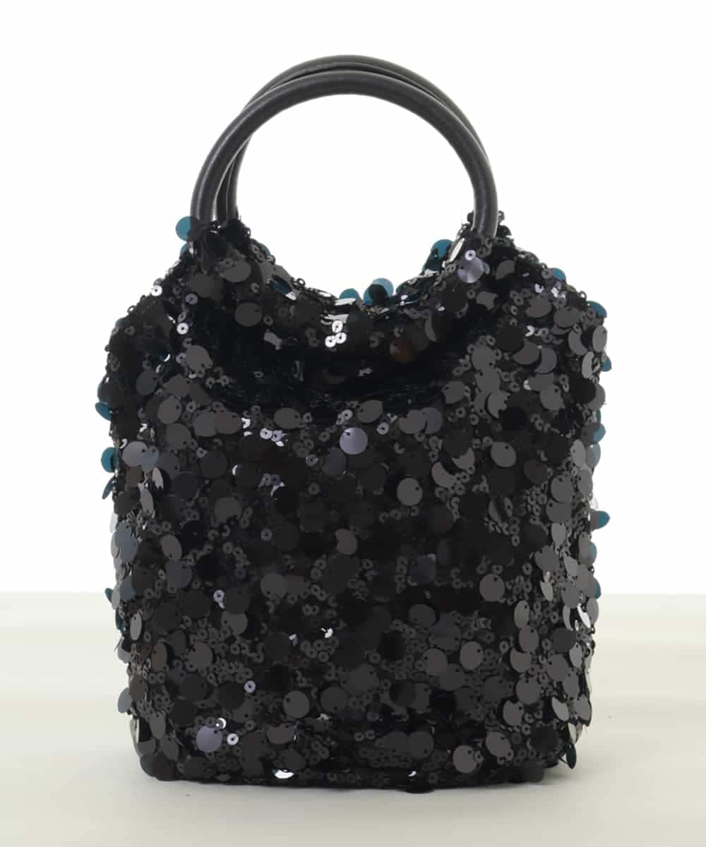 BPCAA12140 MK MICHEL KLEIN BAG(MK ミッシェルクラン バッグ) [2WAY]リングハンドルスパンコールバッグ ブラック