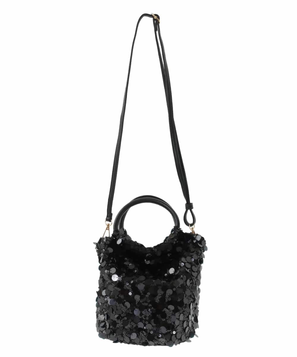 BPCAA12140 MK MICHEL KLEIN BAG(MK ミッシェルクラン バッグ) [2WAY]リングハンドルスパンコールバッグ ブラック