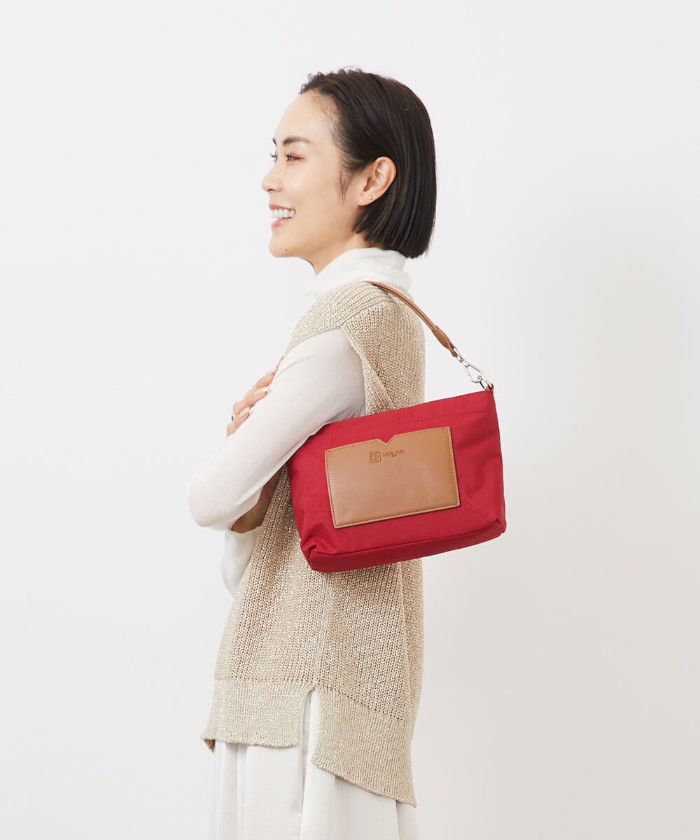 BPCAA21120 MK MICHEL KLEIN BAG(MK ミッシェルクラン バッグ) [2WAY]異素材ポケットワンハンドルバッグ レッド